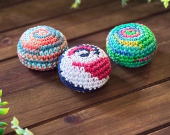 Crochet Hacky Sacks, Handmade Kickballs, Cotton Footbags, Juggling Balls
