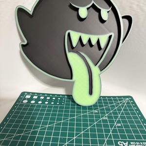 Boo Glow in the Dark Wall Art | Mario Party Ghost Decoration | Spooky Gamer Halloween Decor | Nintendo Inspired 3D Printed Gift