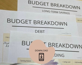 Budget Breakdown x 4 | Spending | Debt | Savings overview | Net Worth template | Digital Download | A Glorious Money Day | AGMD