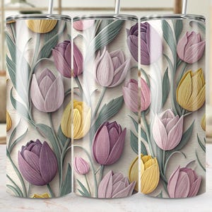 Tulip Tumbler Wrap, 20oz Skinny Tulip Tumbler PNG, Spring Floral Sublimation Designs, Flower Tumbler Wrap, Digital Download