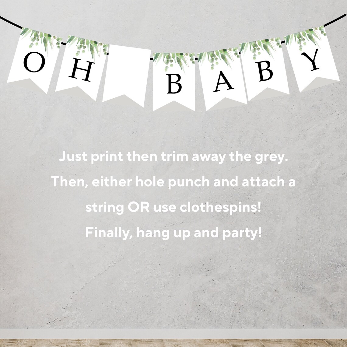 Greenery Baby Shower Banner Template, Printable & Customizable, Gender