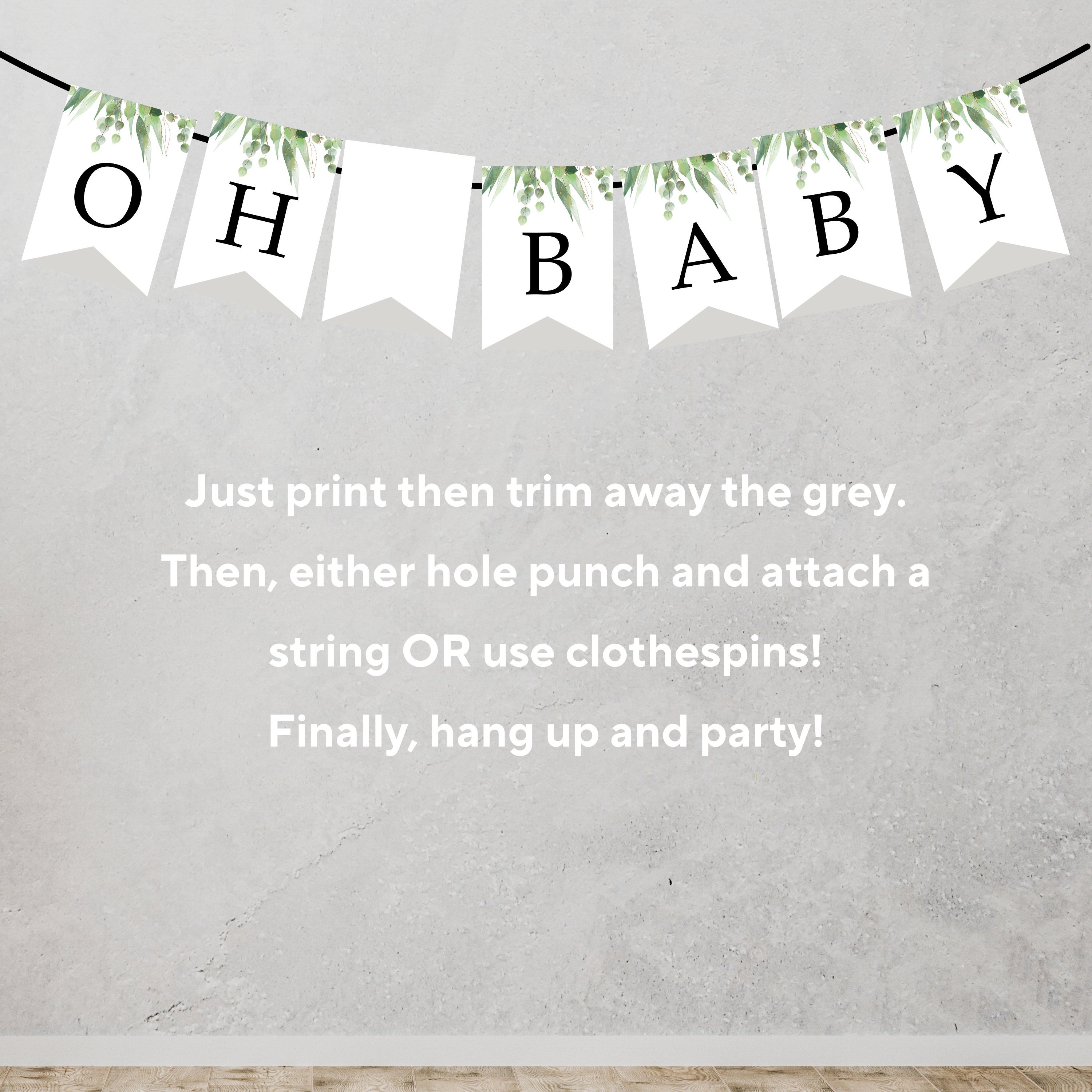 Greenery Baby Shower Banner Template, Printable &amp; Customizable, Gender ...