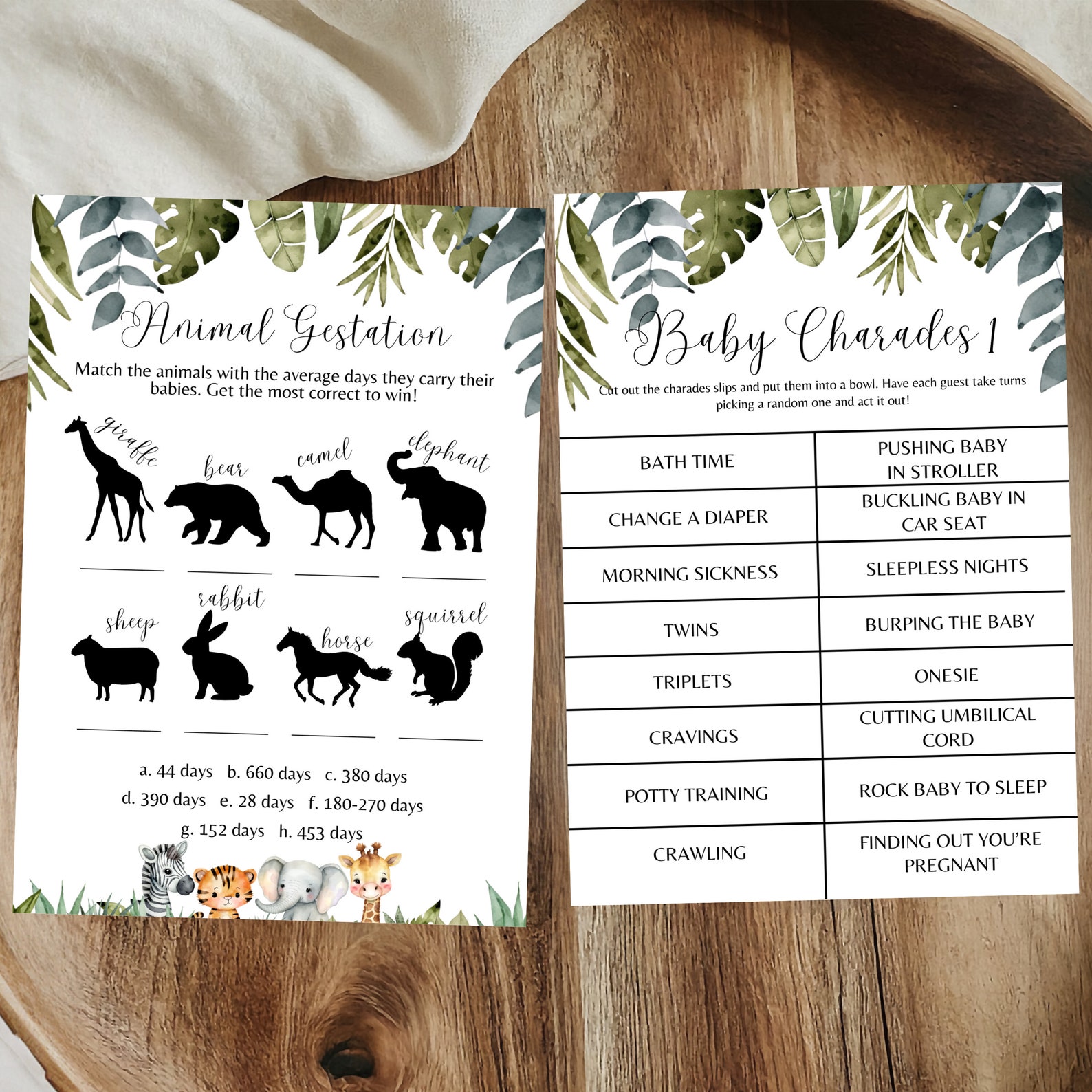 Safari Baby Shower Games Bundle Printable Jungle Baby Shower Games ...