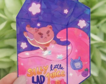 Puppycat Silly Little Lad Juice Holographic Glossy Vinyl Sticker