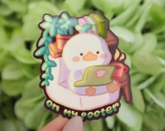 Productive Duck Sticker | On my Pooter Glossy Vinyl Sticker