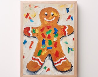 Gingerbread Man Wall Art Decor, Gingerbread Man Printable, Christmas Gift For Kids, Christmas Decorations For The Home, Christmas Decor