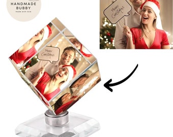 rotating crystal cube photo frame