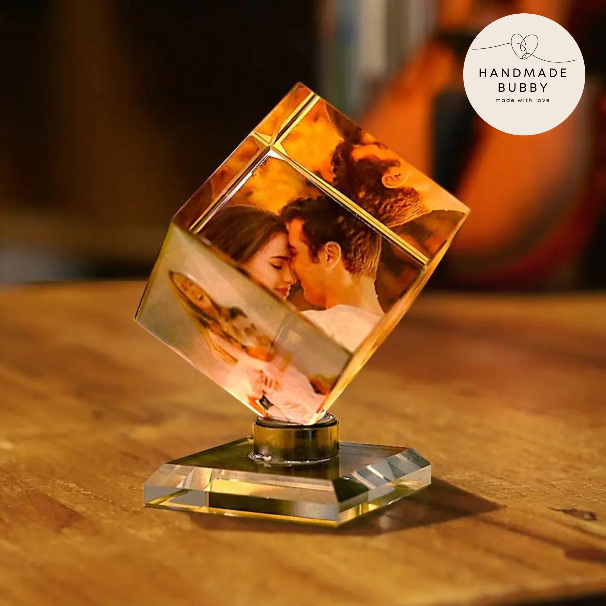 Custom Photo Crystal Frame Rubik's Cube, Spinning Crystal Cube, Office