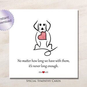Printable Sympathy Card Dog, Dog Bereavement Card, Dog Sympathy Card ...