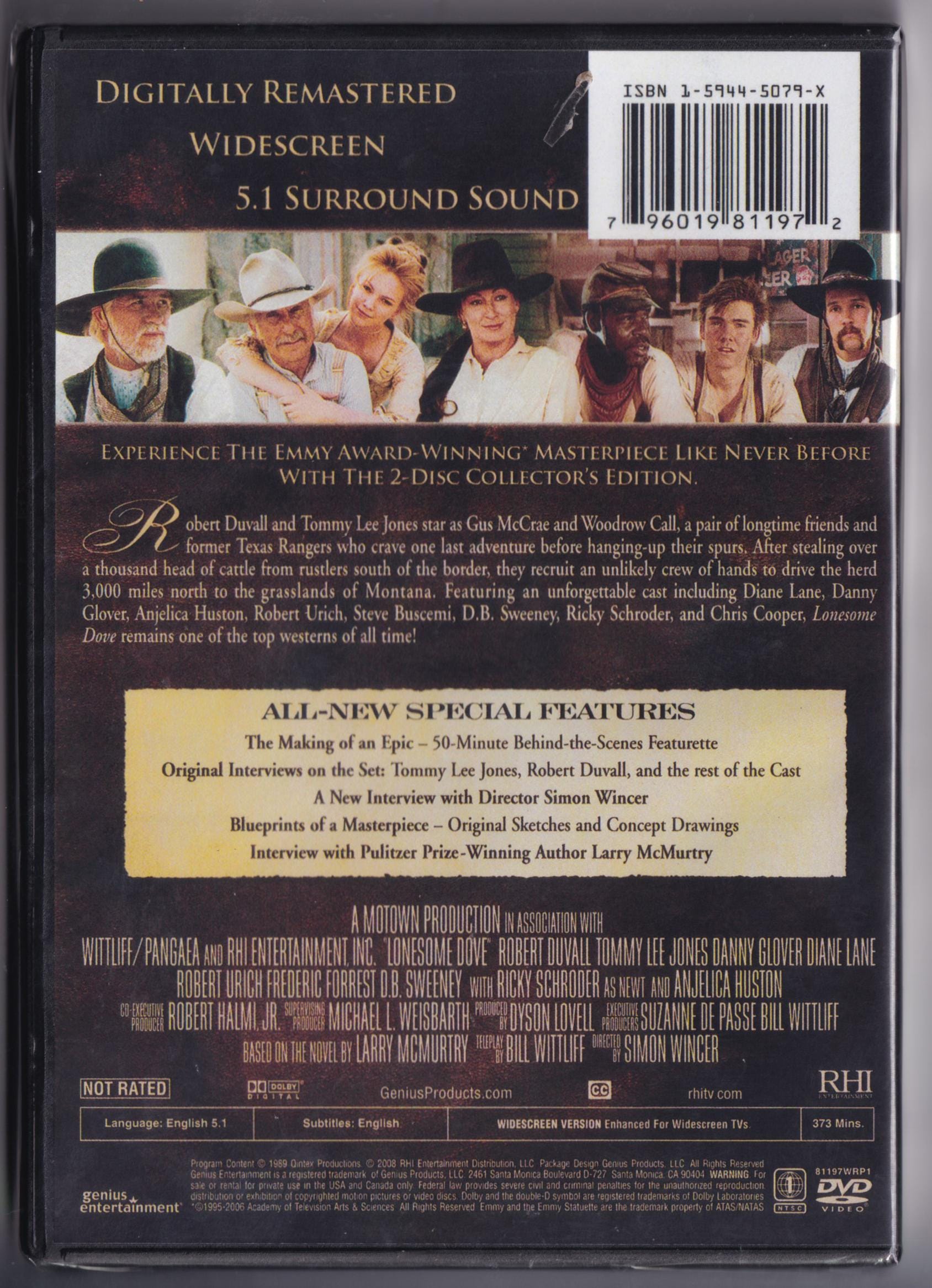 Lonesome Dove DVD 1989 TV Mini Series Robert Duvall Tommy
