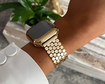 Honeycomb Apple Watch Band Gold Silver Rose Gold Black Metal for 9 8 7 6 5 SE 38mm 40mm 41mm 42mm 44mm 45mm 49mm Luxury Strap Gift for her