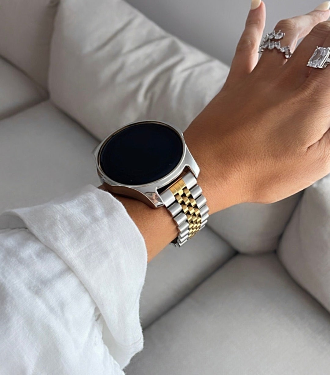 Jubilee Style Metal Watch Band: Samsung Galaxy, Garmin, Google