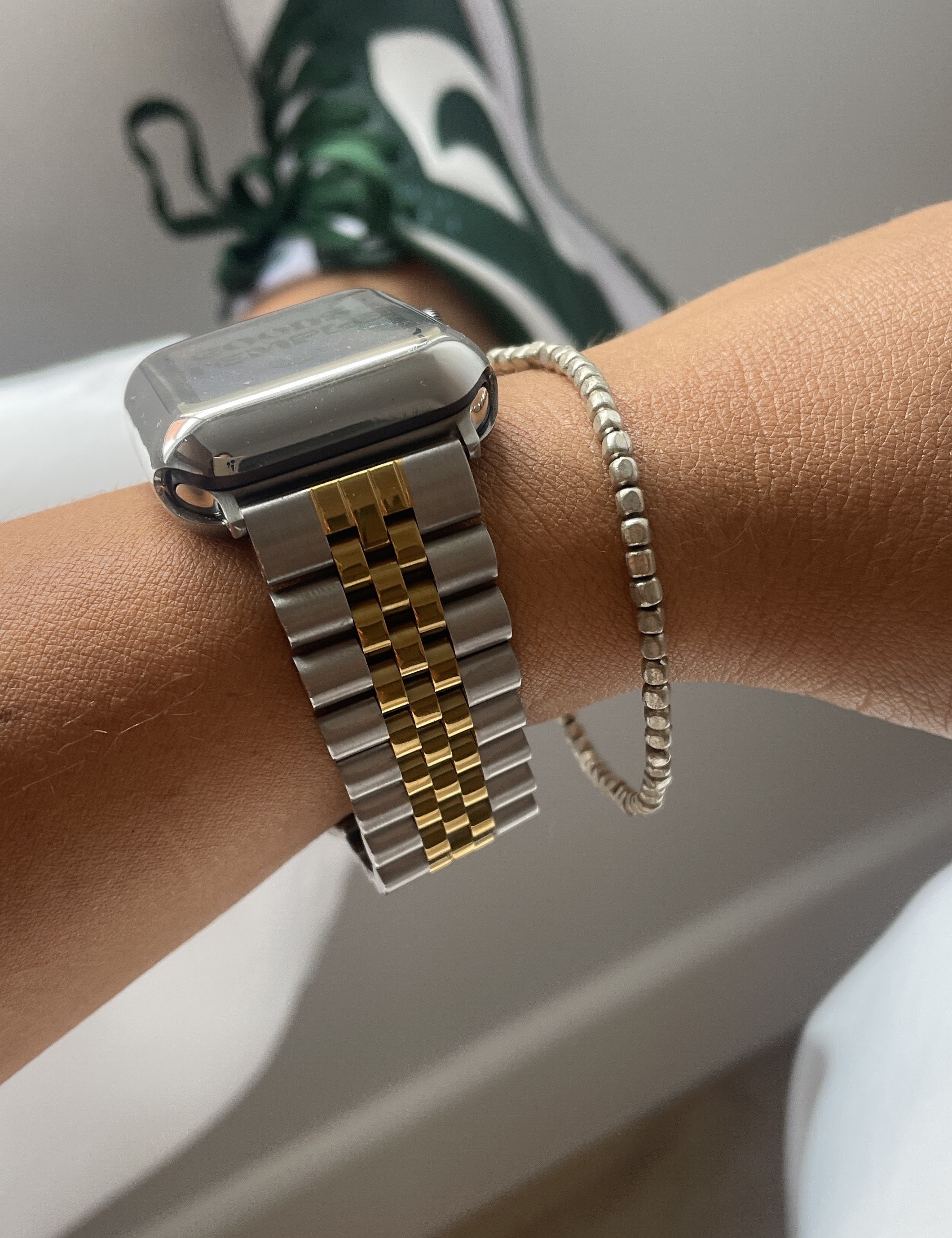 Gold and Silver Apple Watch Band Jubilee Stainless Steel Metal