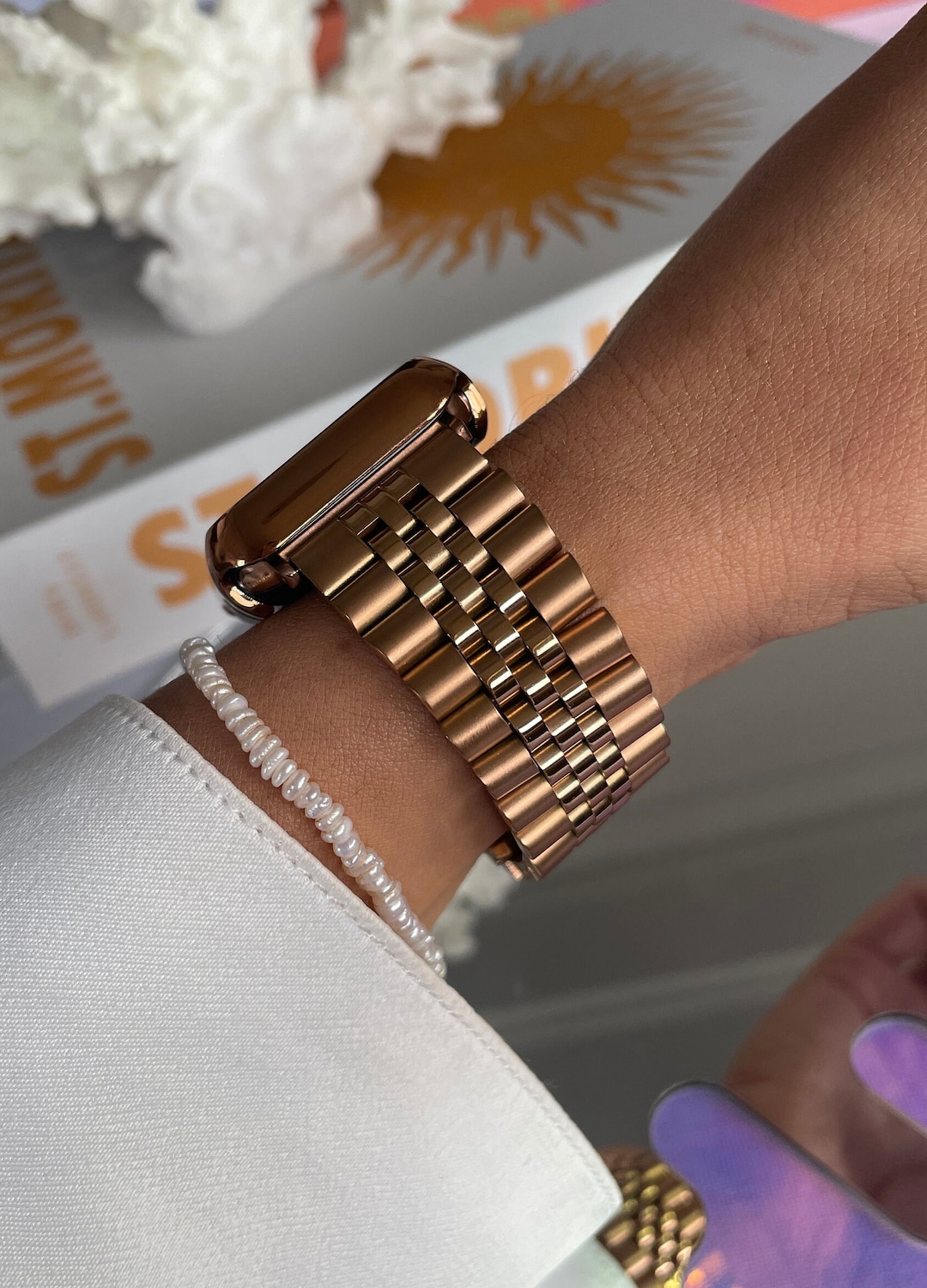 Rose Gold Apple Watch Band 45mm 44mm 42mm 41mm 40mm 38mm Iwatch Band Women Mens Apple Watch 10 8