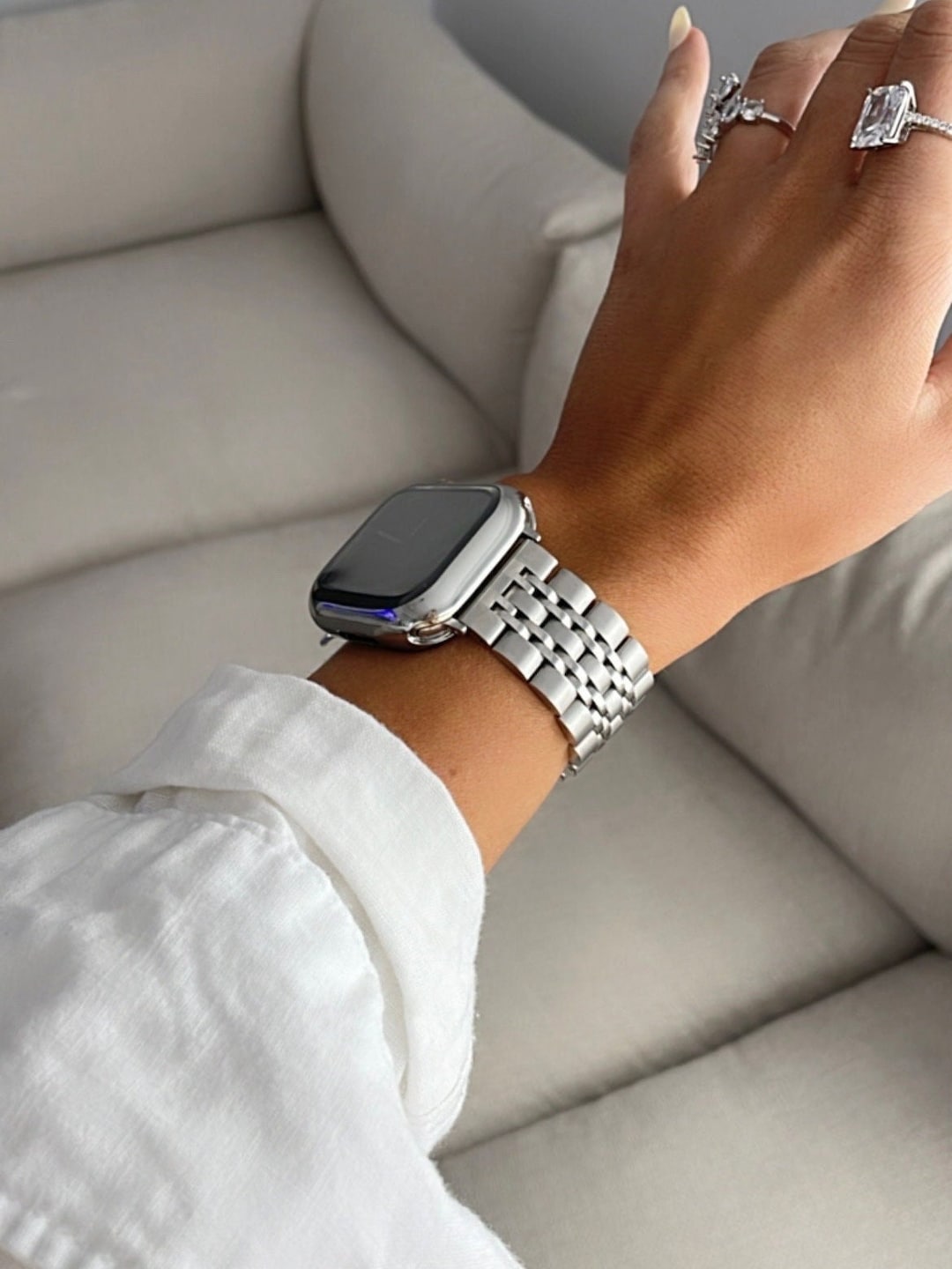 Premium Gold and Silver Apple Watch Band Stainless Steel Metal Bracelet for Apple Watch 10 9 8 7