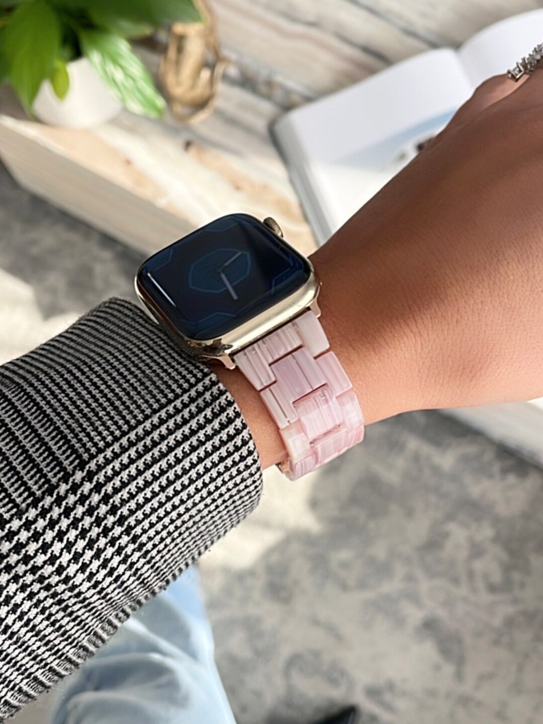 Apple Watch Band Colourful Resin Bracelet Stainless Steel Metal