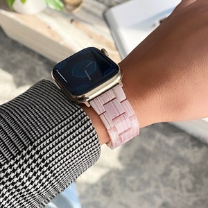 Apple Watch Band Colourful Resin Bracelet Stainless Steel Metal Ultra 9 8 7 6 5 SE 38mm 40 41mm 42 44mm 45mm Womens Clear Gift Ladies Strap