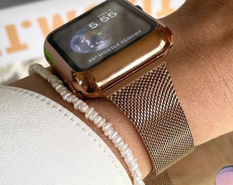 Rose Gold Apple Watch Band 45mm 44mm 42mm 41mm 40mm 38mm Gold Silver Black opt iWatch band women mens AppleWatch 8 Bracelet rosegold Armband