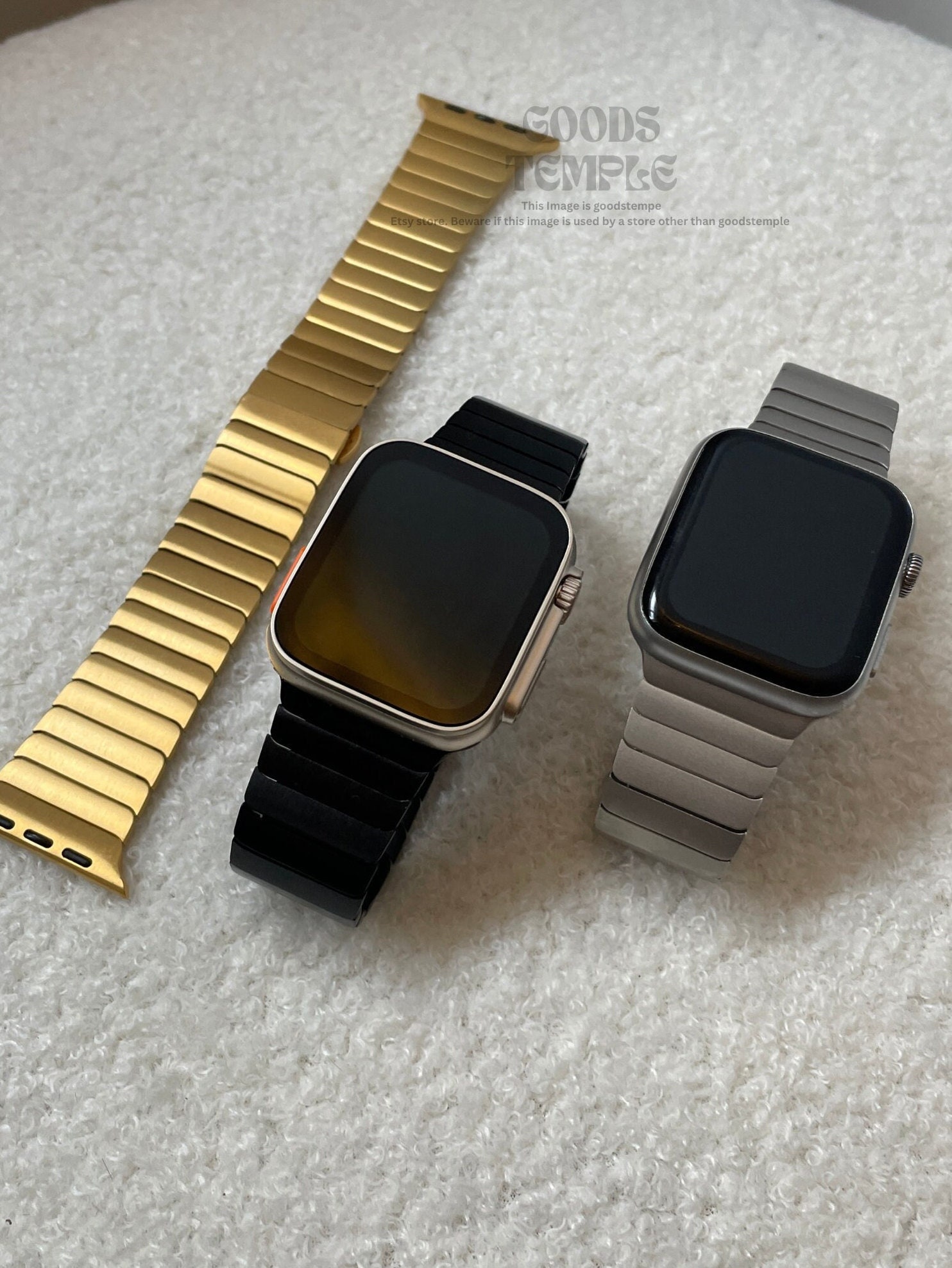 The Classic Stainless Steel Link Band For Apple Watch (Black Gold,  42mm/44mm) 