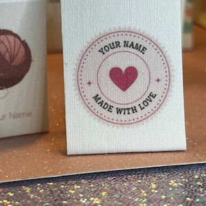 100%Custom sew on Labels,Custom Fabric labels for handmade items, Sew on handmade labels,Custom Quilt labels,Crochet labels,Knitting labels