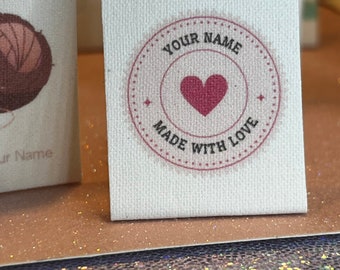 Custom Sew-On Cotton Labels: Handmade Item Tags, Quilt & Crochet Labels