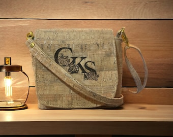 Cork Crossbody Purse/Monogrammed Cork Crossbody Bag/ Personalized Crossbody Purse/Shoulder Bag/Custom/Cork/Purse/Handbag