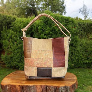 Monedero de corcho/Bolso de corcho/Bolso de hombro de corcho/Bolso de mano de corcho con patchwork/Bolso de corcho multicolor/Bolso de piel de corcho/Corcho/Bolso de mano/Monedero