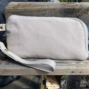 Cartera de lona para la muñeca/cartera para iPhone/cartera para el teléfono móvil/cartera con llavero/cartera de mano hecha a mano/cartera de lona color caqui