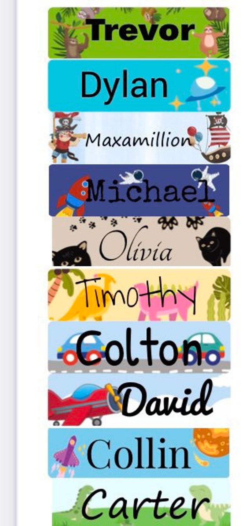 Custom Iron on Kids Name Labels 100 Personalized Fabric Name Etsy