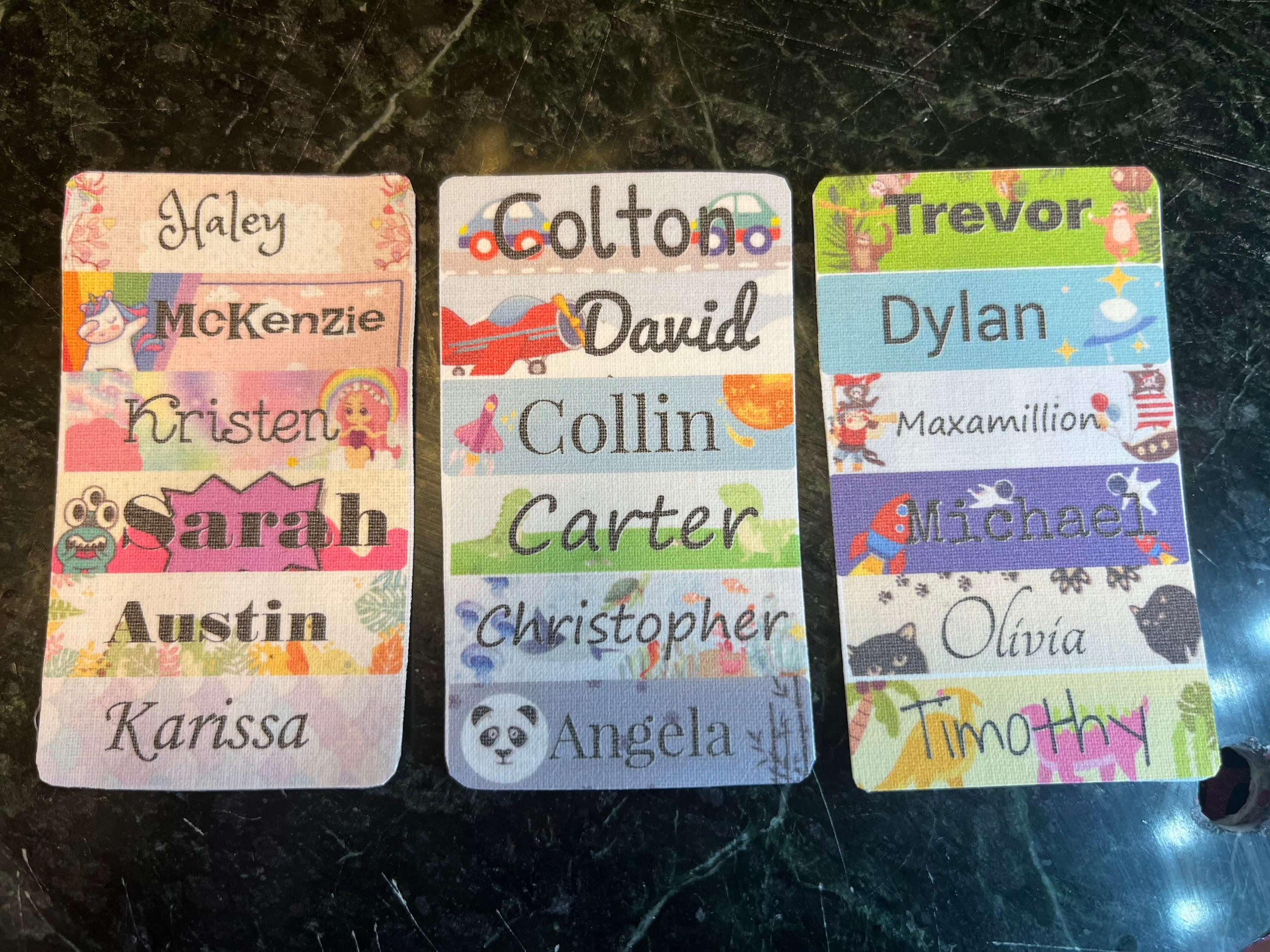 Custom Iron on Kids Name Labels 100 Personalized Fabric Name Etsy