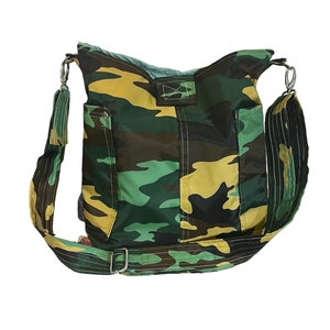 Canvas Camo Crossbody Bag: Handmade Compass Style Purse
