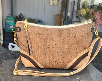 Womens Cork Crossbody Bag/Cork Crossbody Purse/Cork Shoulder Bag/Cork Handbag/ Purse/Cork Leather Crossbody/Handbag/Cork