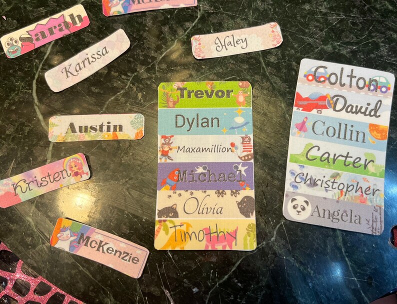 Custom Iron on Kids Name Labels 100 Personalized Fabric Name Etsy