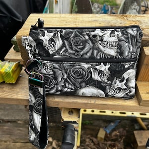 Monedero con calavera/monedero con cremallera doble/monedero con llavero/monedero/tarjeta de identificación, tarjeta de crédito/monedero con calavera/monedero de muñeca