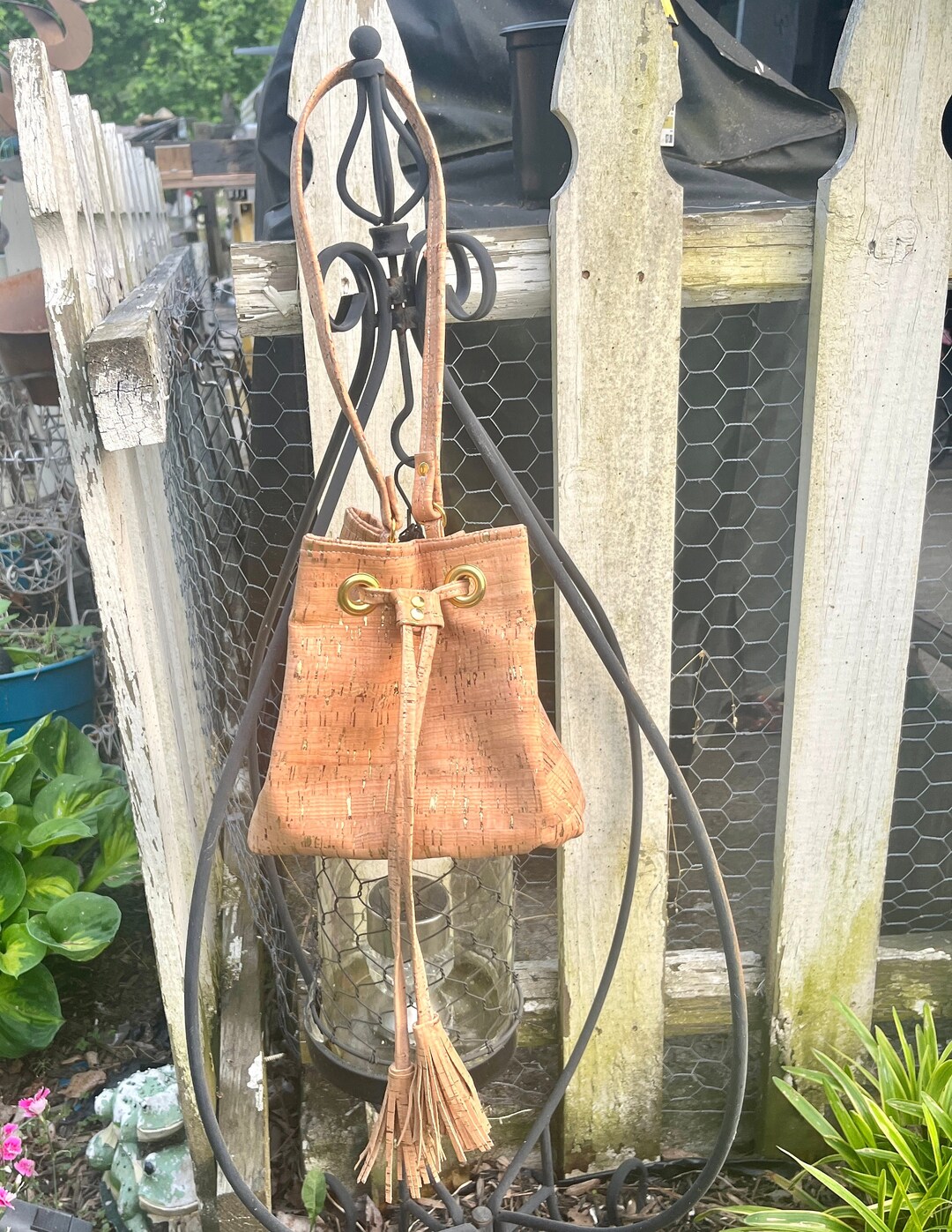 Cork Purse/mini Cork Bucket Bag/cork Leather Purse/cork Drawstring Bag