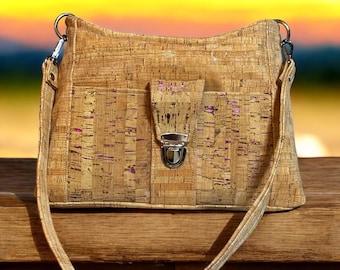 Eco-Friendly Cork Crossbody Bag, Vegan Leather Handbag