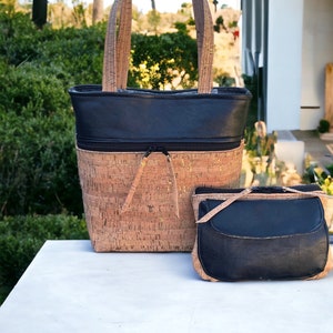 Cork Purse/Cork bag/Cork and Faux leather handbag/Cork Tote bag/Vegan purse/Cork/Handbag/Purse/Cork Leather