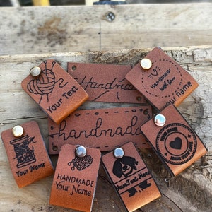 Custom leather tags/Custom  leather labels/Vegan leather tags/ Faux leather labels/Leather tags for crochet/ leather tags for handmade items