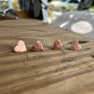 Tiny Hammered Copper Heart Stud Earrings: Handmade Boho Jewelry