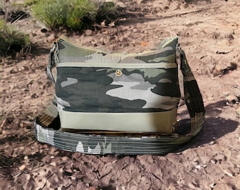Leather Camouflage Shoulder Bag: Handmade Fabric Handbag