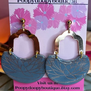 Handmade polymer clay earrings, Clay Earrings, Blue earrings, Statement earrings, Gift for her, Christmas gift