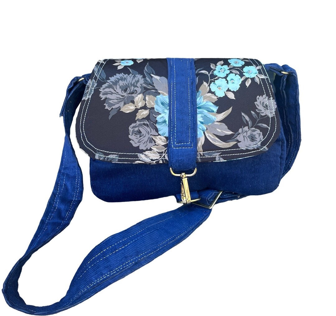 Blue Cordaroy Purse/cordaroy Crossbody Bag/handmade Cordaroy Shoulder