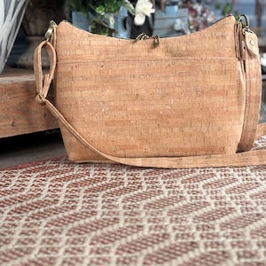 Elegante bolso de corcho/Bolso de hombro de corcho/Bolso de mano de corcho hecho a mano/Bolso minimalista de corcho/Monedero/Bolso de mano/Cuero de corcho/Tela de corcho/Corcho