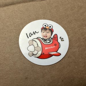 Waterproof personalized name sticker with your child photo for daycare and school