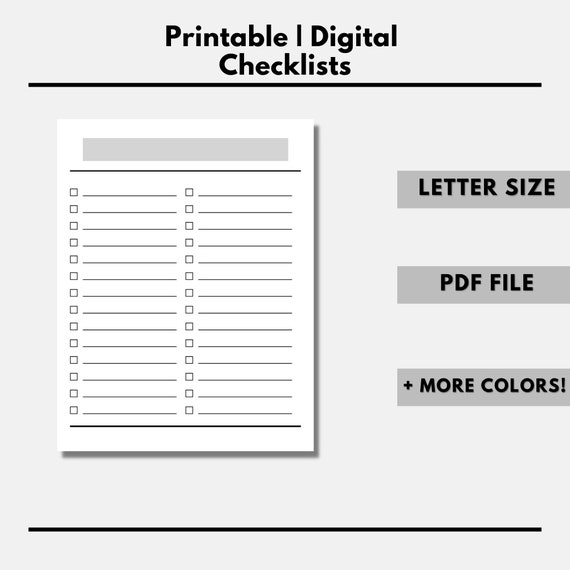 Minimal Printable Checklist Simple Task List Template - Etsy
