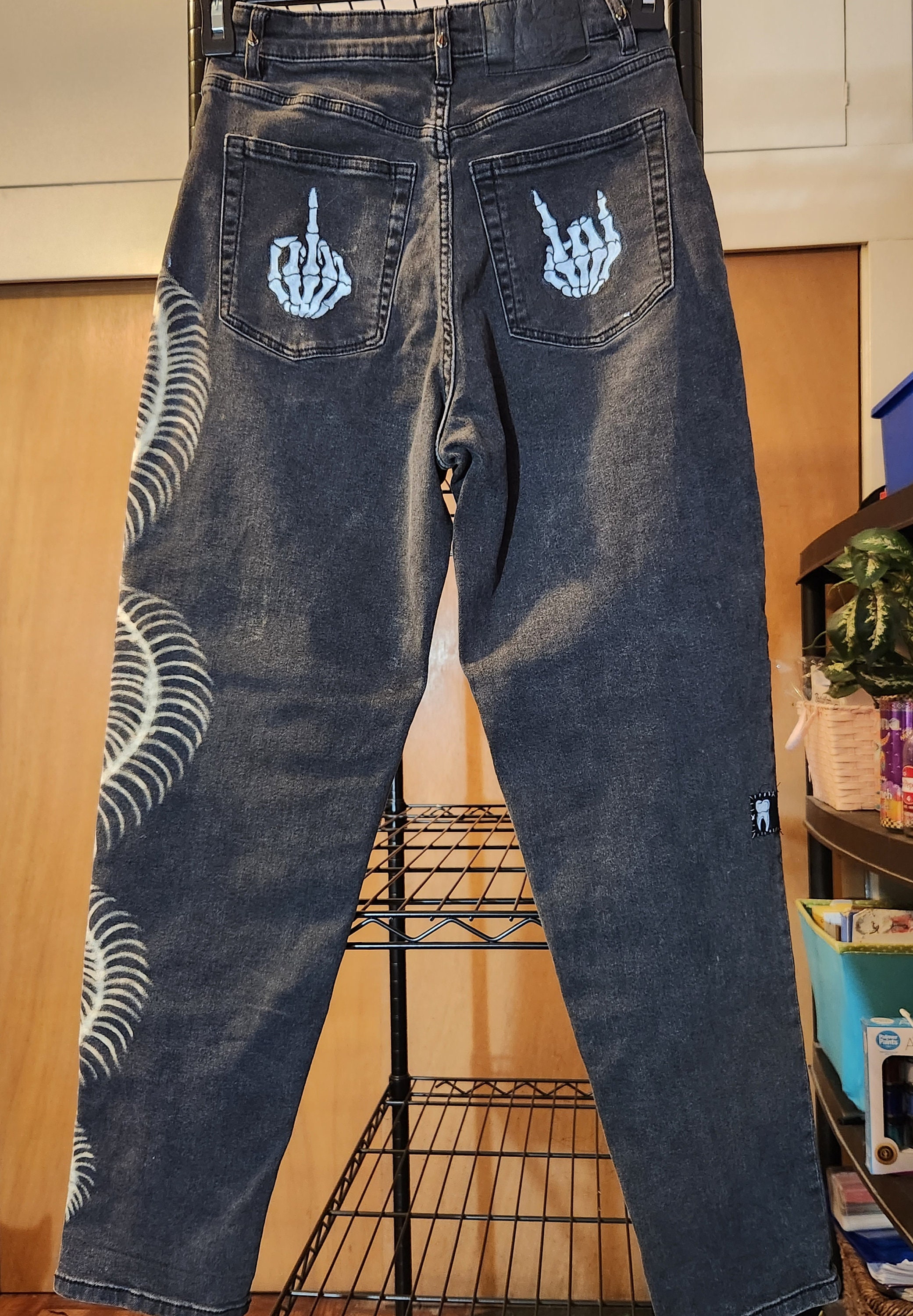 Customized/reworked Denim Punk Pants – With Hand-added Patches