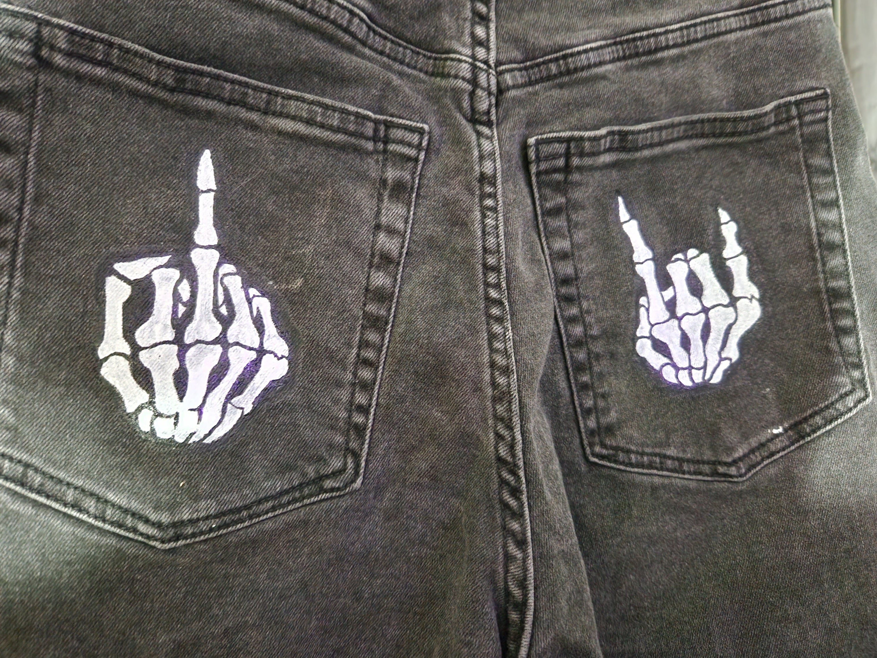 Customized/reworked Denim Punk Pants – With Hand-added Patches