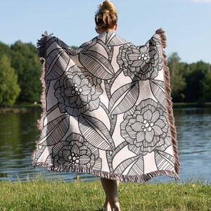 Blumen gewebte Decke | Gewebter Wandbehang | Boho Wand Kunst | Gewebte Decke | Wandbehang | Picknick-Decke