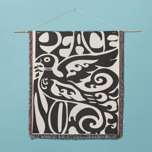 Peace Woven Blanket | Woven Tapestry Retro Vintage Inspired | Boho Wall Art | Woven Throw Blanket | Wall Tapestry | Picnic Blanket