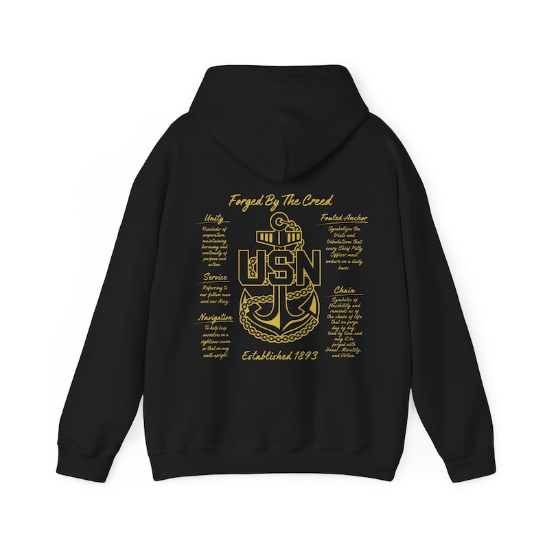 Felpa con cappuccio Forgiata da The Creed / Capo della Marina degli Stati Uniti / Capo senior / Capo principale immagine 2